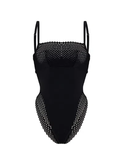 Wolford Romantic Net Underwired Bodysuit In Black