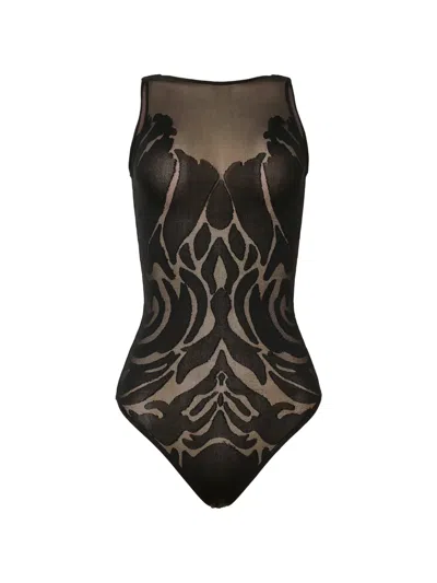 Wolford Rose Shadow Sleeveless Bodysuit In Black