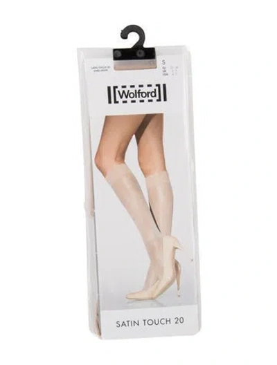 Pre-owned Wolford Satin Knee High Socks In Neutral