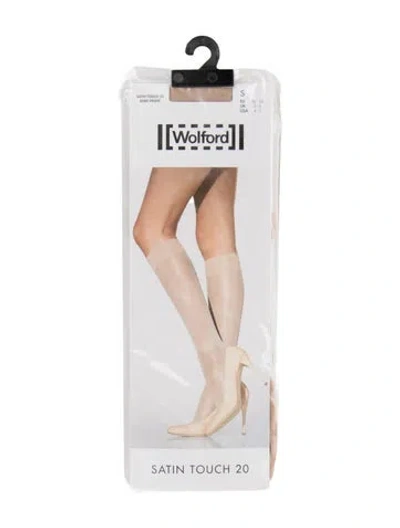 Pre-owned Wolford Satin Knee High Socks In Neutral