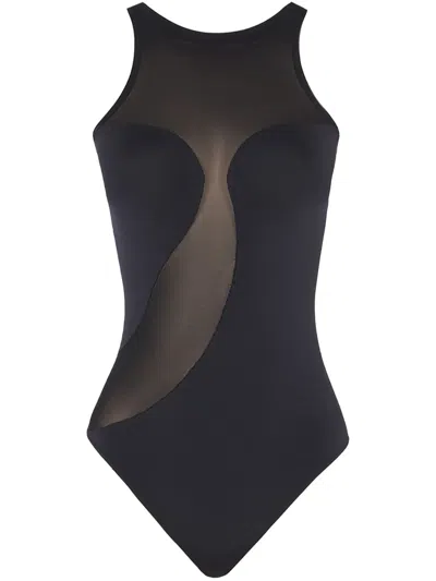 Wolford Satin Sheer Bodysuit In Black