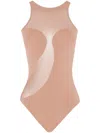 Wolford Satin Sheer Bodysuit In Neutrals