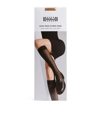 Wolford Satin Touch 20 Knee-high Stockings In Beige