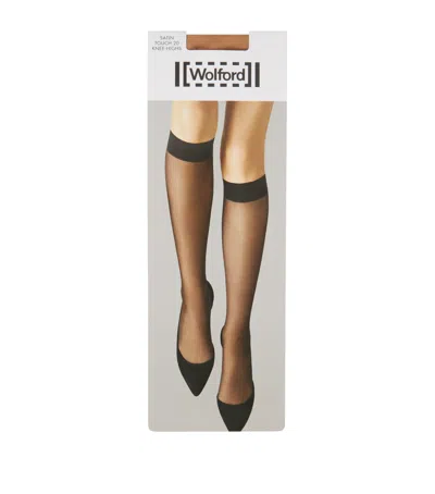 Wolford Satin Touch 20 Knee-high Stockings In Beige
