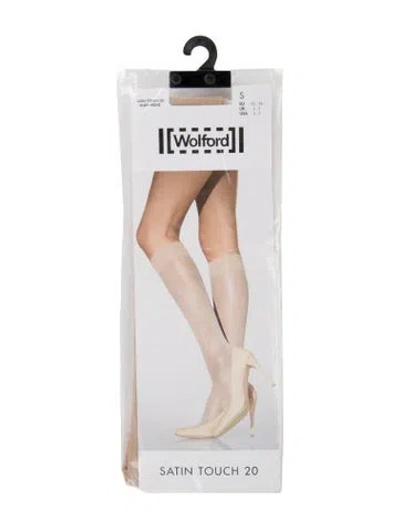Pre-owned Wolford Satin Touch 20 Knee Highs In Neutral