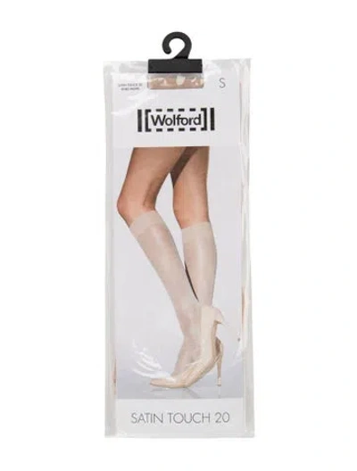 Pre-owned Wolford Satin Touch 20 Knee Highs In Neutral