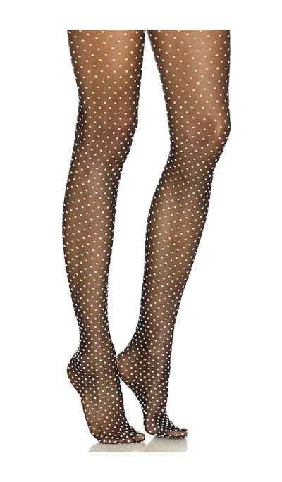 Wolford Satin Touch Dots Tights In Black & White