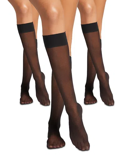 Wolford Satin Touch Knee High Tights, Pack Of 3 In Black