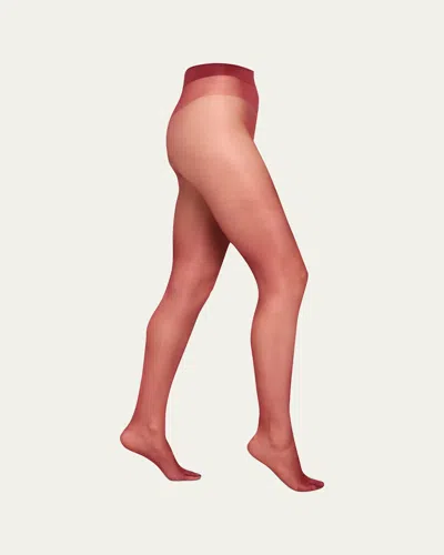 Wolford Satin Touch Sheer Tights In Bordeaux