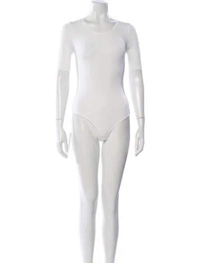 Pre-owned Wolford Scoop Neck Long Sleeve Bodysuit In Neutral