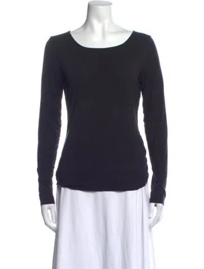 Pre-owned Wolford Scoop Neck Long Sleeve Top In Blue