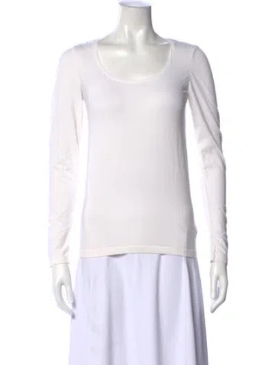 Pre-owned Wolford Scoop Neck Long Sleeve Top In Neutral
