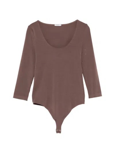 Wolford Scoop-neck Long-sleeved Top In Brown
