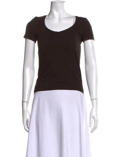 Pre-owned Wolford Scoop Neck Short Sleeve T-shirt In Brown