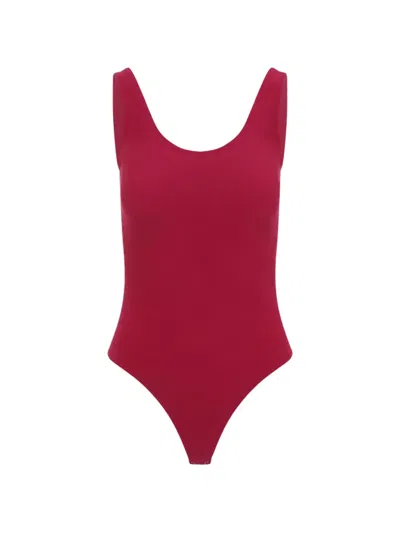 Wolford Mini Slash String Bodysuit For Women In Red