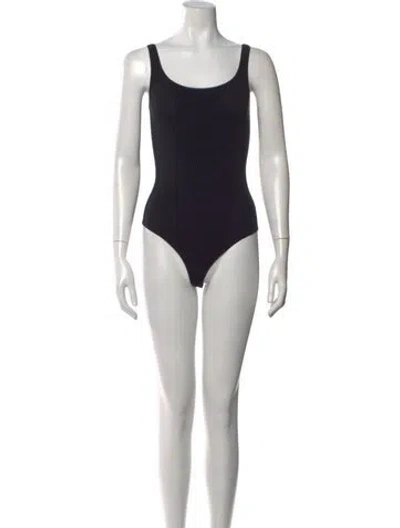 Pre-owned Wolford Scoop Neck Sleeveless Bodysuit In Black