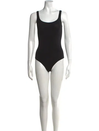Pre-owned Wolford Scoop Neck Sleeveless Bodysuit In Black