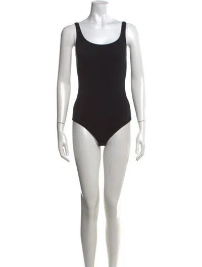 Pre-owned Wolford Scoop Neck Sleeveless Bodysuit In Black