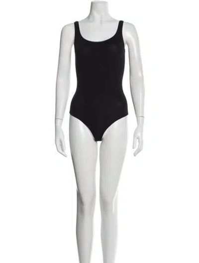 Pre-owned Wolford Scoop Neck Sleeveless Bodysuit In Black
