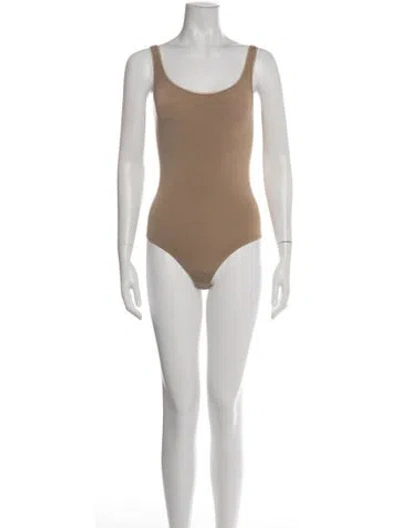 Pre-owned Wolford Scoop Neck Sleeveless Bodysuit In Brown
