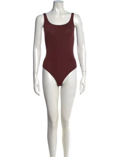 Pre-owned Wolford Scoop Neck Sleeveless Bodysuit In Brown