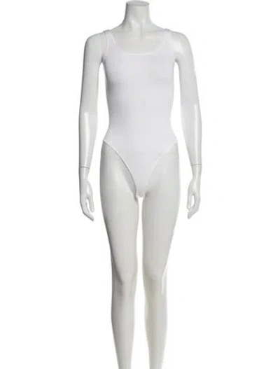 Pre-owned Wolford Scoop Neck Sleeveless Bodysuit In Neutral