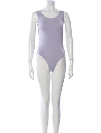Pre-owned Wolford Scoop Neck Sleeveless Bodysuit In Purple