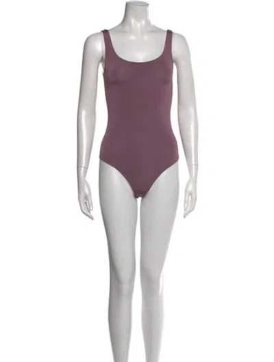 Pre-owned Wolford Scoop Neck Sleeveless Bodysuit In Purple