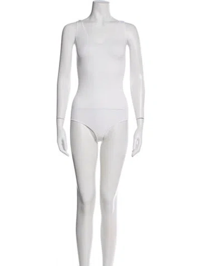 Pre-owned Wolford Scoop Neck Sleeveless Bodysuit W/ Tags In Neutral