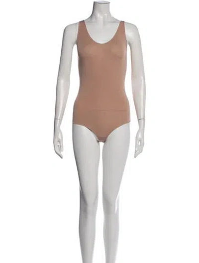 Pre-owned Wolford Scoop Neck Sleeveless Bodysuit W/ Tags In Neutral