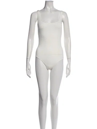 Pre-owned Wolford Scoop Neck Sleeveless Bodysuit W/ Tags In White