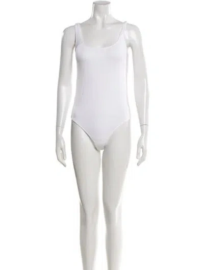 Pre-owned Wolford Scoop Neck Sleeveless Bodysuit In White