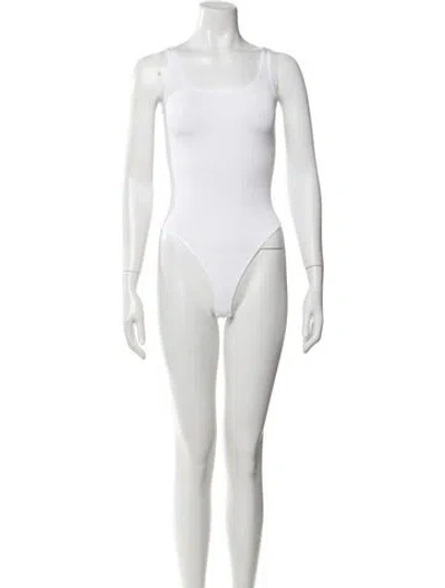 Pre-owned Wolford Scoop Neck Sleeveless Bodysuit In White
