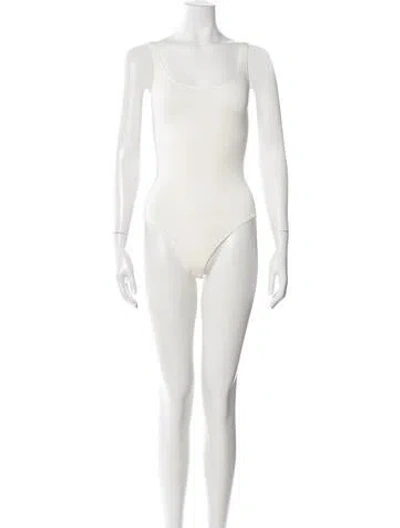 Pre-owned Wolford Scoop Neck Sleeveless Bodysuit In White