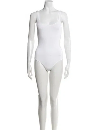 Pre-owned Wolford Scoop Neck Sleeveless Bodysuit In White