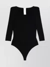 Wolford Scoop Neckline Half-length Sleeves Stretch Bodysuit In Black