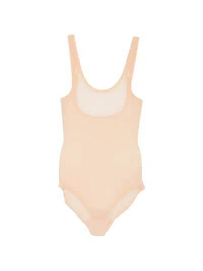 Wolford Scoop-neck Mesh Bodysuit In Neutral