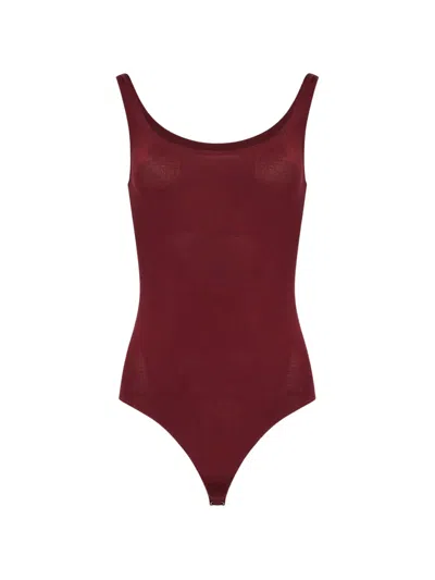 Wolford Scoop-neck Thong Bodysuit In Red
