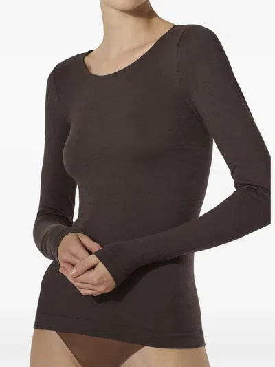 Wolford Seamless Long-sleeve Top In Brown