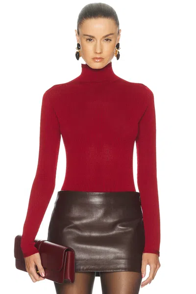Wolford Seamless Micro Mesh String Bodysuit In Red