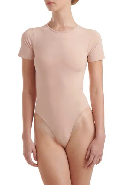 Wolford Seamless Short Sleeve Bodysuit In Clay