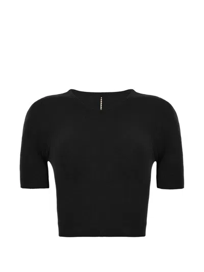Wolford Seamless Short-sleeved Cropped T-shirt In Black