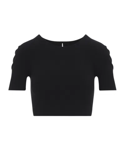Wolford Seamless Short-sleeved Cropped T-shirt In Black