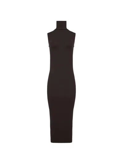 Wolford Seamless Sleeveless Midi Dress In Brown
