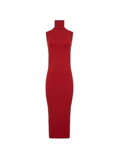 Wolford Seamless Turtleneck Midi Dress In Burgundy