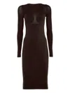 Wolford Semi-sheer Long-sleeve Midi Dress In Black