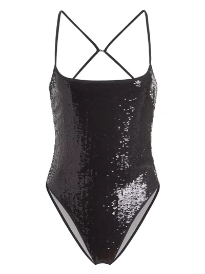 Wolford Sequin-embellished Bodysuit In Black
