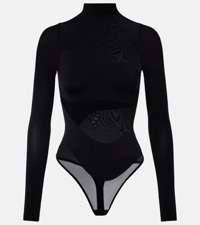 Wolford Shade Paneled Bodysuit In Black