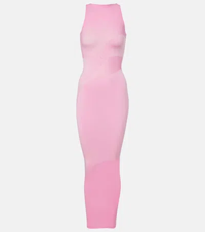 Wolford Shade Paneled Midi Dress In Pink