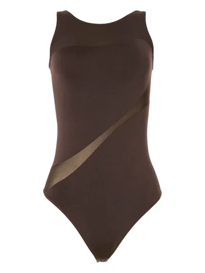 Wolford Shade Sleeveless String Body In Brown